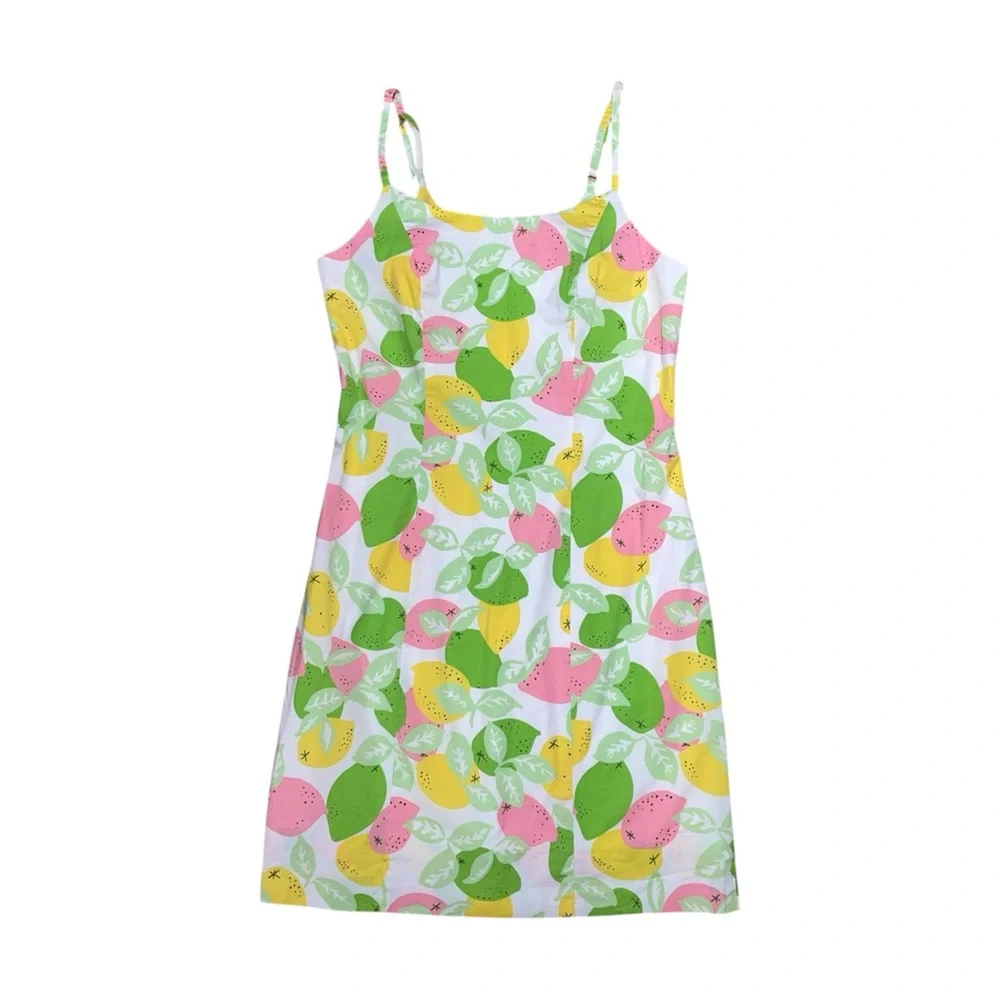Lilly Pulitzer Mini Dress Women’s Size 4 Vintage Lemon Lime Print 90s - Picture 1 of 8